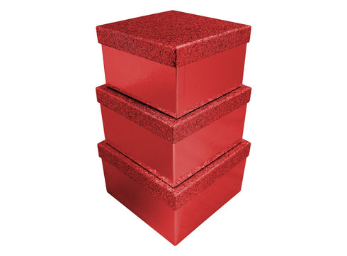 RED GLITTER GIFT BOXES 3/PK. X27978BXCC